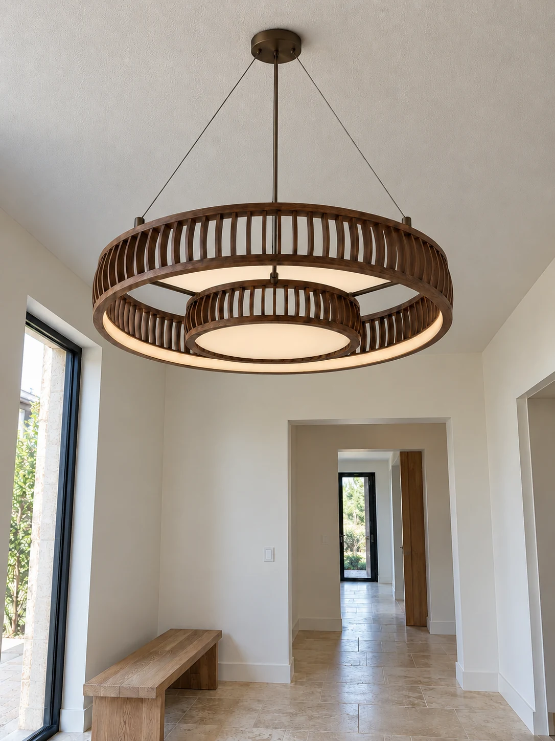 Meridian 140: two concentric ribbed rings with a lower inner shade