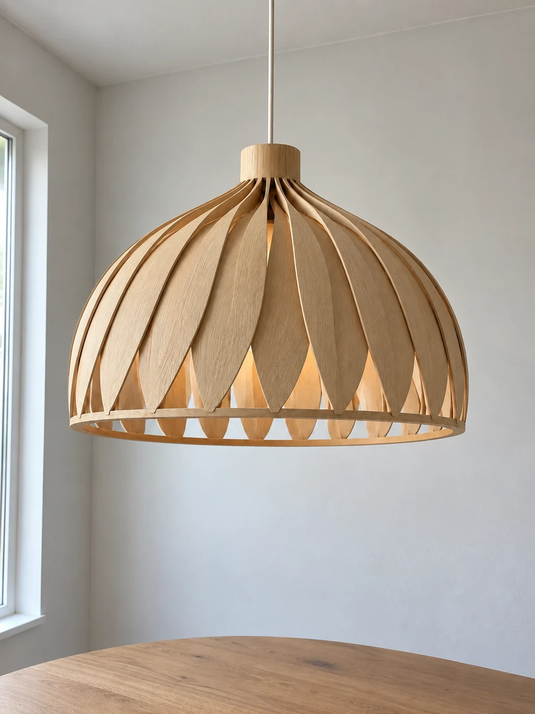 Solenne 70: dome with overlapping curved oak panels